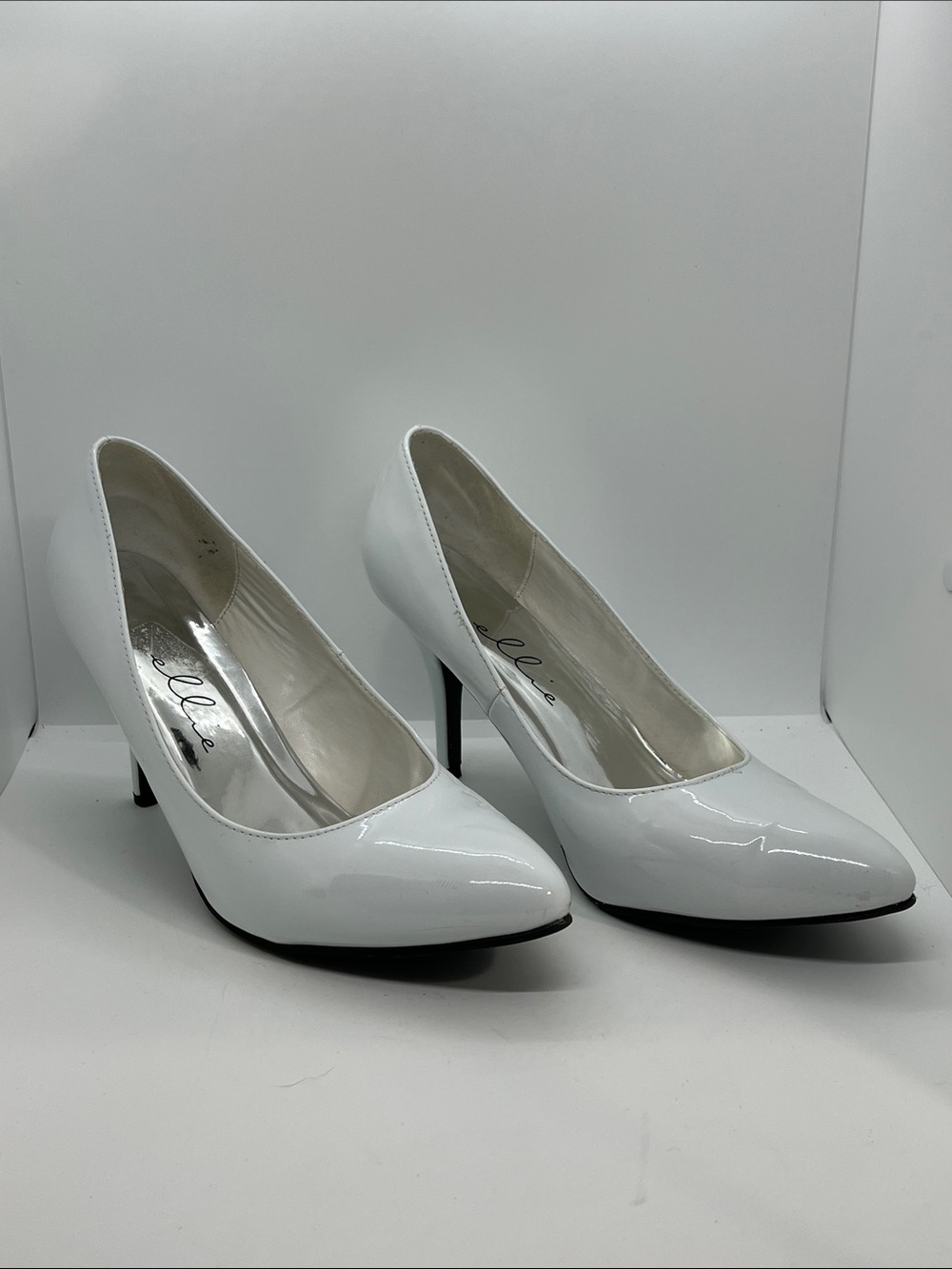 Sexy White High Heeled Pumps By Ellie. Size 13 With A 4” Heel. - Picture 7 of 9